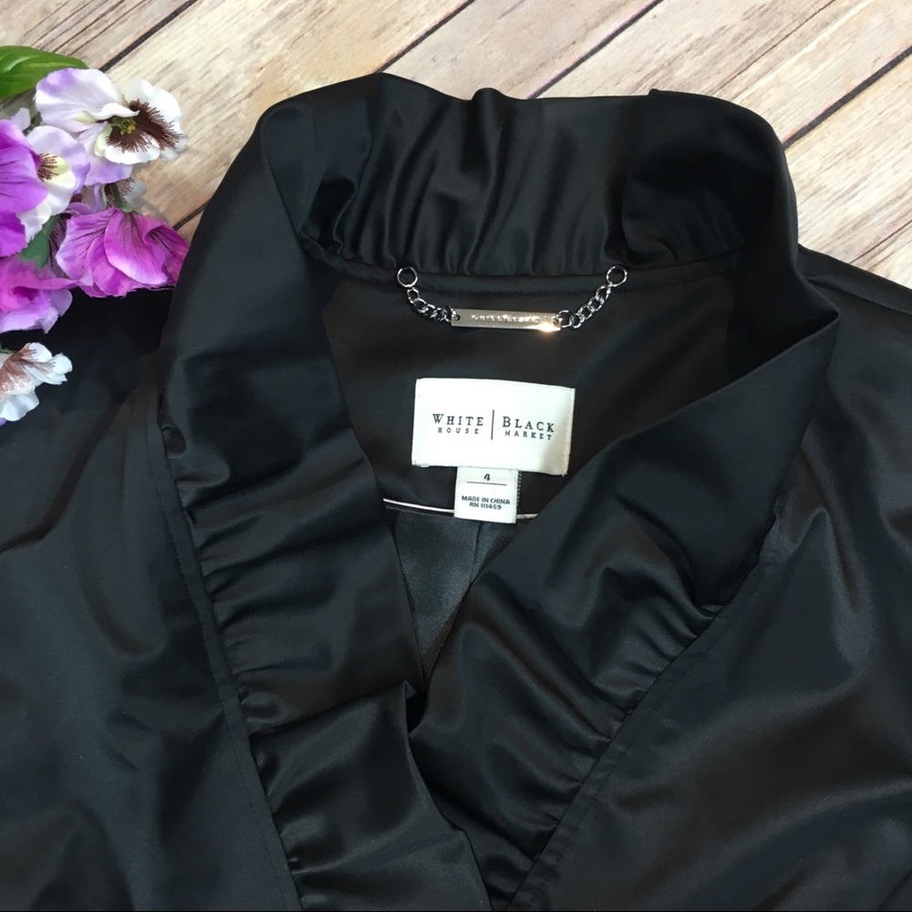 Beautiful WHBM Black Ruffle Button Jacket Size 4 - Picture 5 of 8
